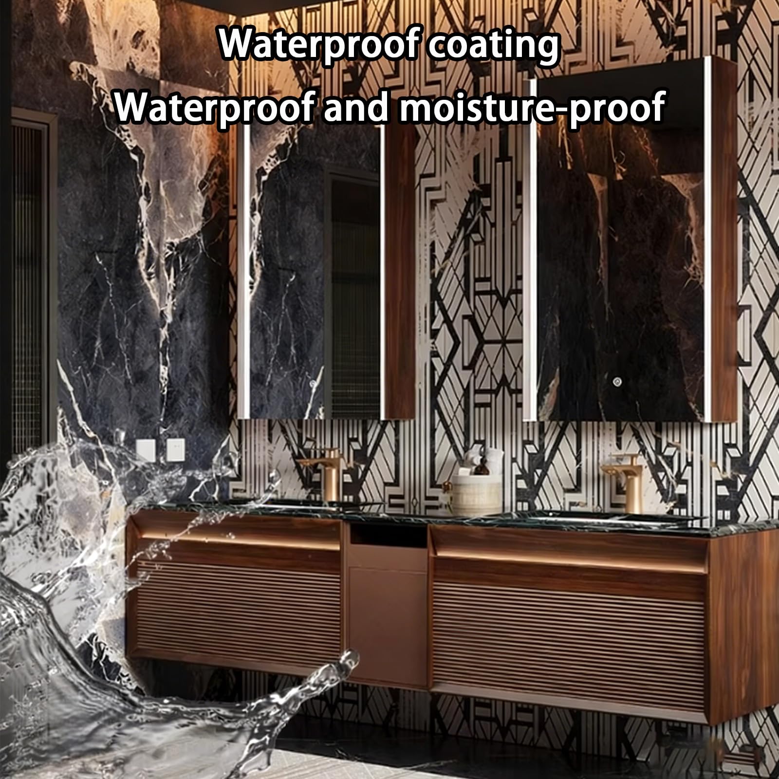 52 Inch Bathroom Vanity with Double Sink - Floating Bathroom Vanity with Smart Defog Mirror and Seamless Countertop — view 7