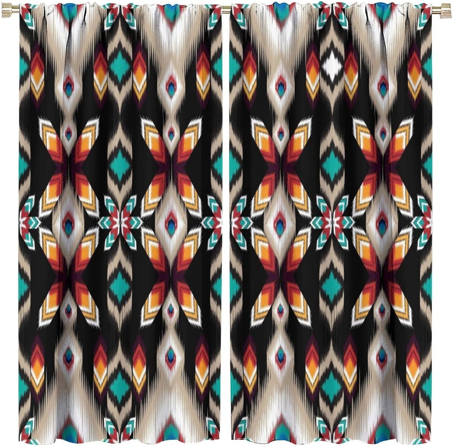 Aztec Native American Curtains for Bedroom Living Room, 82 Inch Southwestern Tribal Boho Western Curtain Panels, Blackout Rustic Curtains for Windows, 2 Panels W42xL45 inches