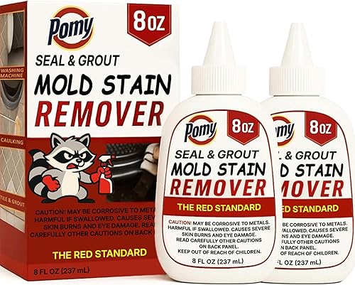 Pomy Gel removedor de manchas de moho, paquete de 2 unidades de 8 onzas (16 onzas en total), gel grueso que no se corre para masilla de ducha,