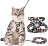 Cat Harness and Leash,Soft Escape Proof Adjustable Cat Mesh Vest Harness Ultra Light Breathable Cat Vest for Medium,Large Cats,Floral Print,S