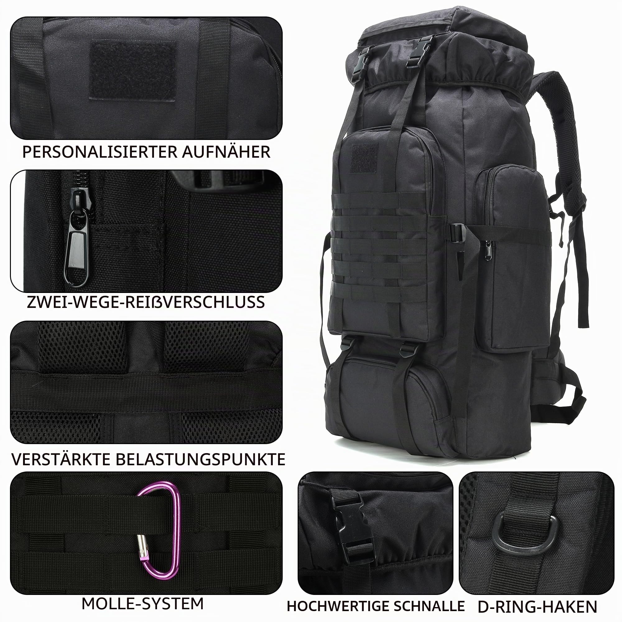 Unisex Military Hiking Backpack Wanderrucksack (1er Pack)