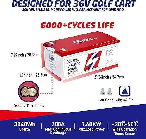Miniatura 10 de XRH 12V 300Ah Small-Volume LiFePO4 Lithium Battery, Built-in 200A BMS, Max 2560W Power, 4000-15000 Deep Cycles &amp; 10-Year LifetimePerfect for Solar