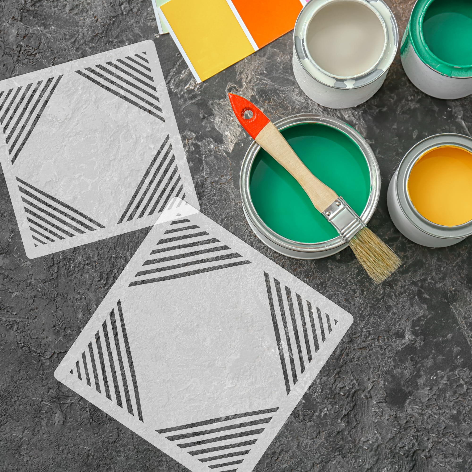 NAKLEO Plantilla para Pintar de Azulejo 60x60cm, Maior Líneas Pintado a Mano Cuadrado Marroquí, Grandes Tile Stencil Plástico y Reutilizable, Manualidades DIY Casa Decoración, Piso Concreto Patio