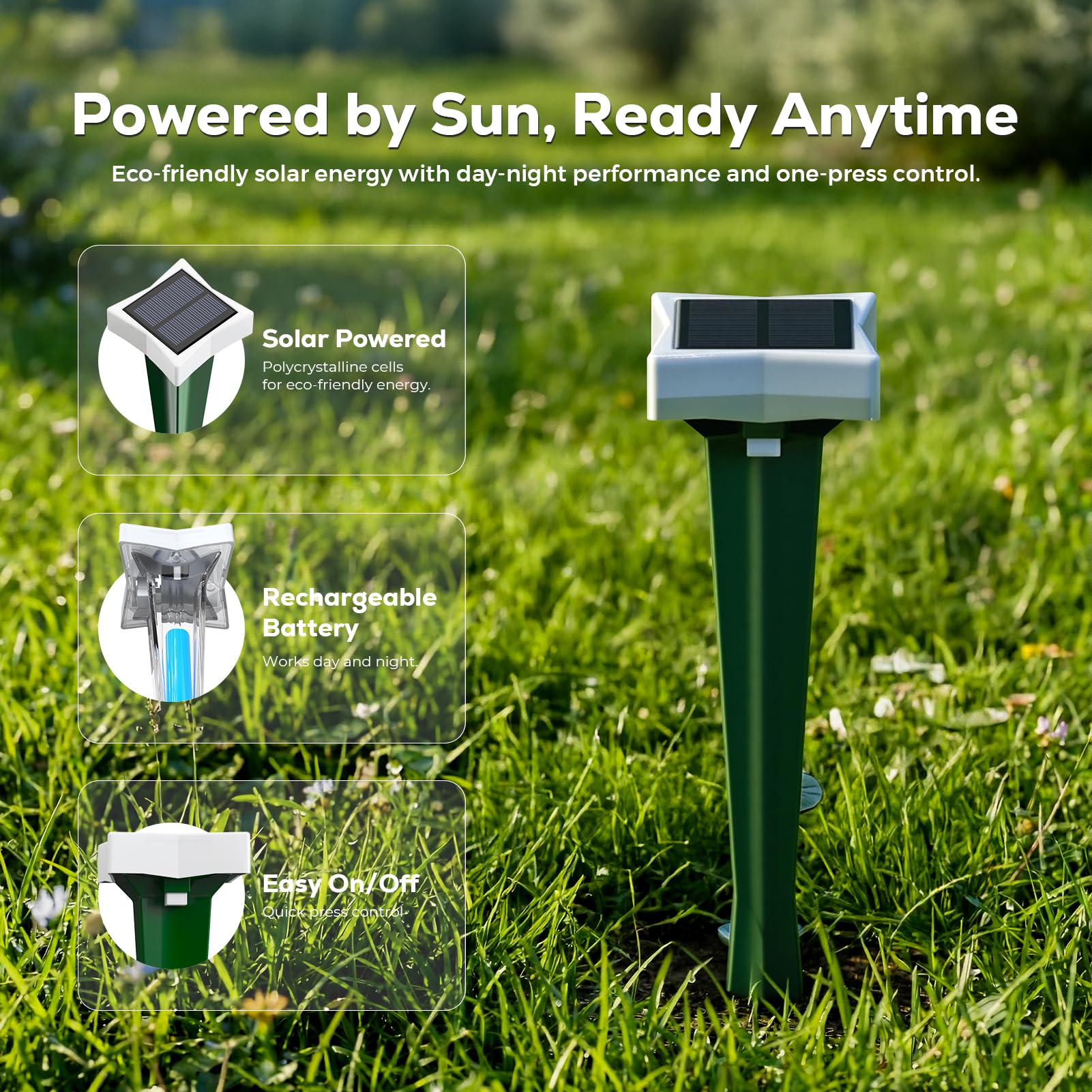 Anti Taupe Solaire avec LED et 3 Modes, 2/4 pièce Piege A Taupe pour Jardin, Large portée et Protection Contre l'eau Repulsifs Ultrasons pour Taupes, Rats, Serpents