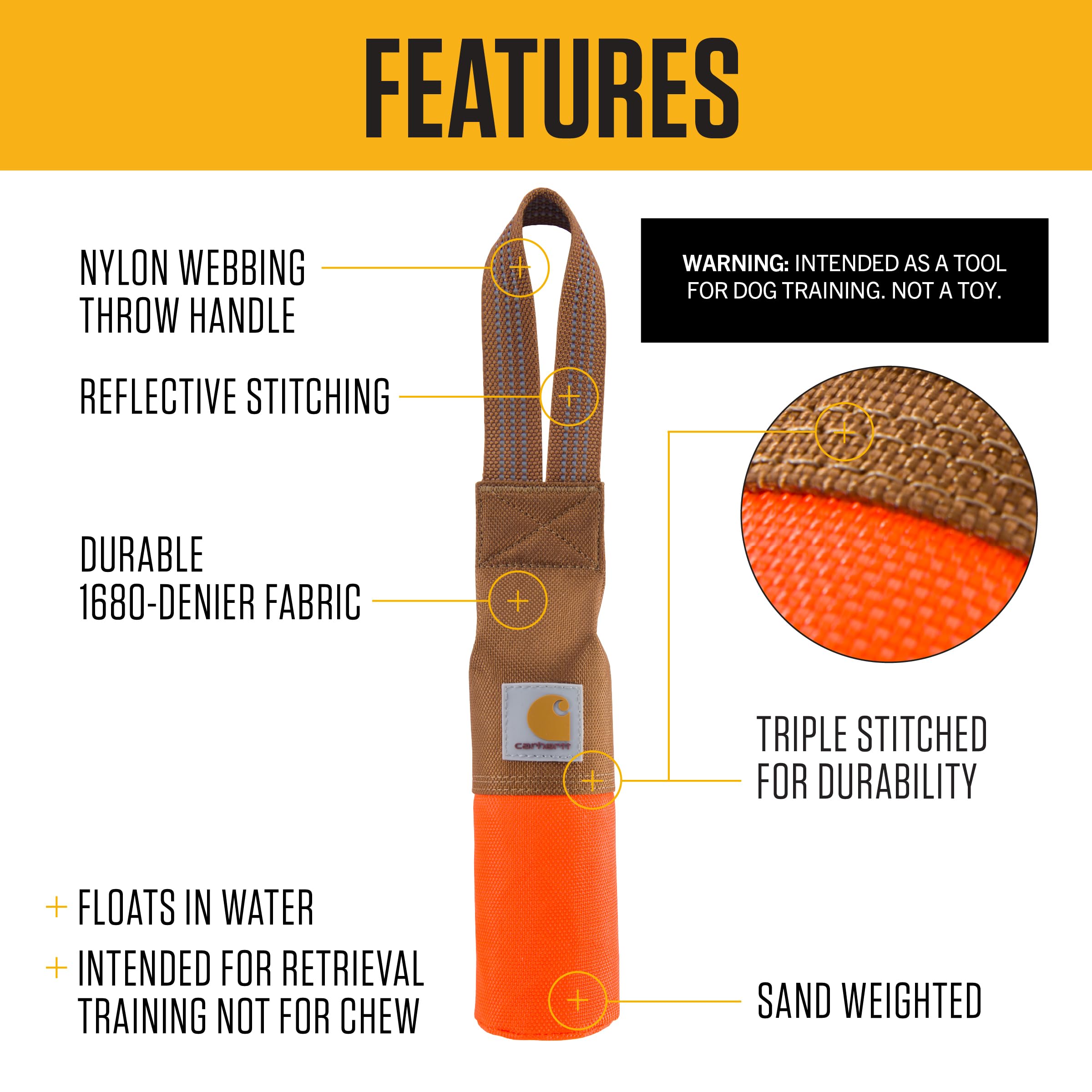 Carhartt Zabawki dla zwierząt domowych, odzyskiwanie zderzaka, mały, OS, pomarańczowy Hunter Orange