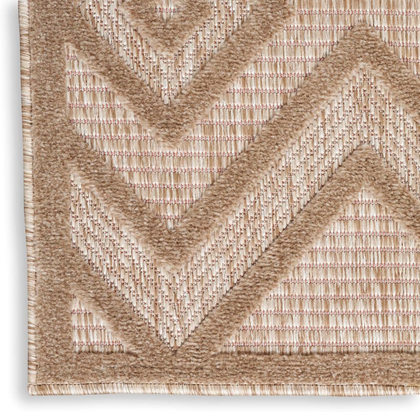 Natural Beige Diamond Flatweave 8' x 10' Indoor Outdoor Rug