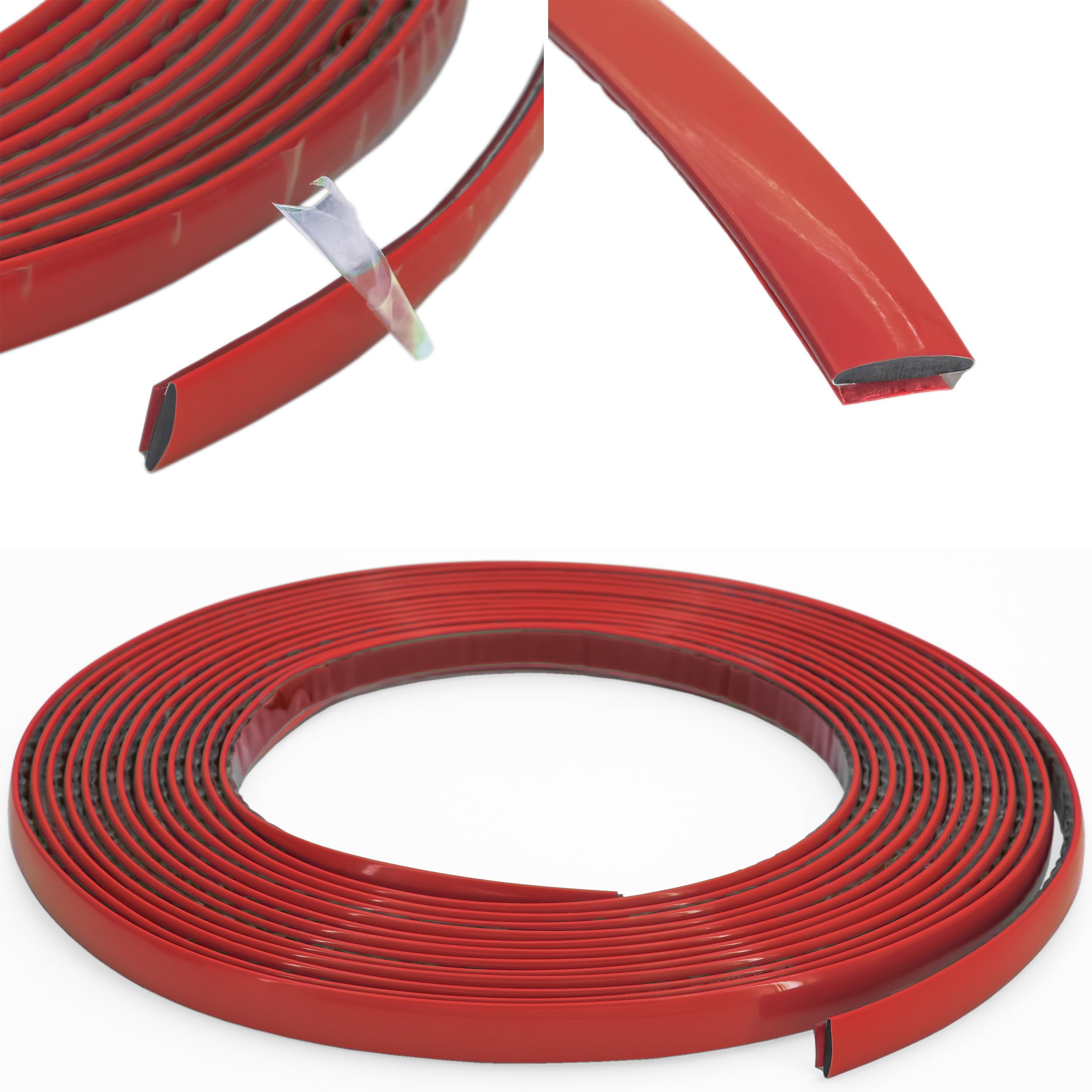 RECAMBO Modanatura decorativa rossa, versatile, flessibile e autoadesiva, 12 mm x 5 m