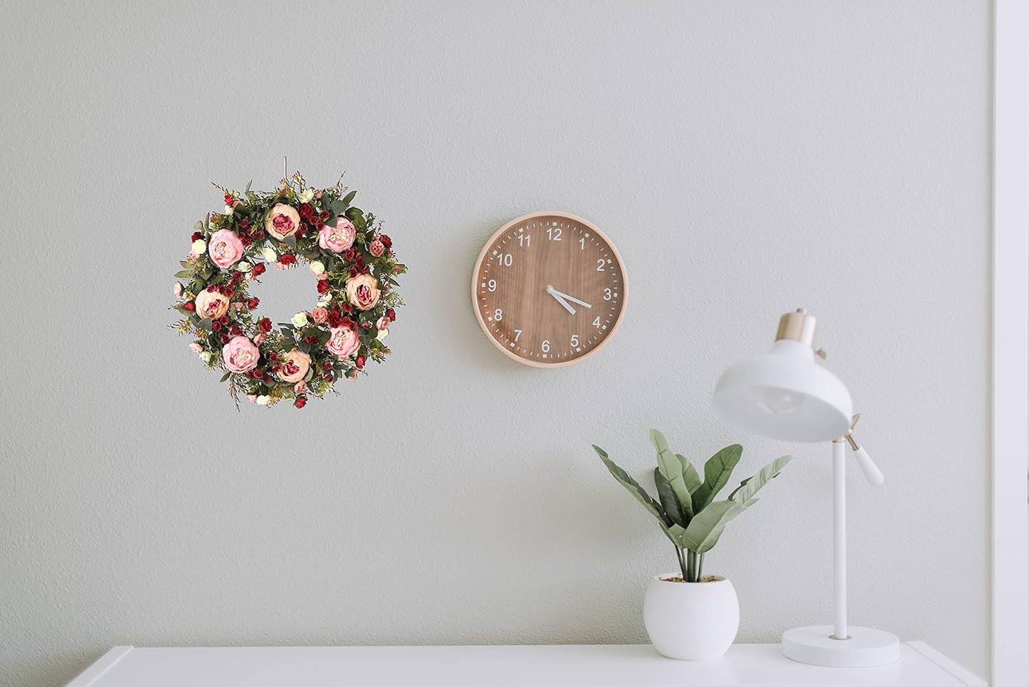 Peony Spring Wreath - 24inch Handmade Pink Artificial Floral Wreath for Front Door, Wall, Windows Decor (Large)