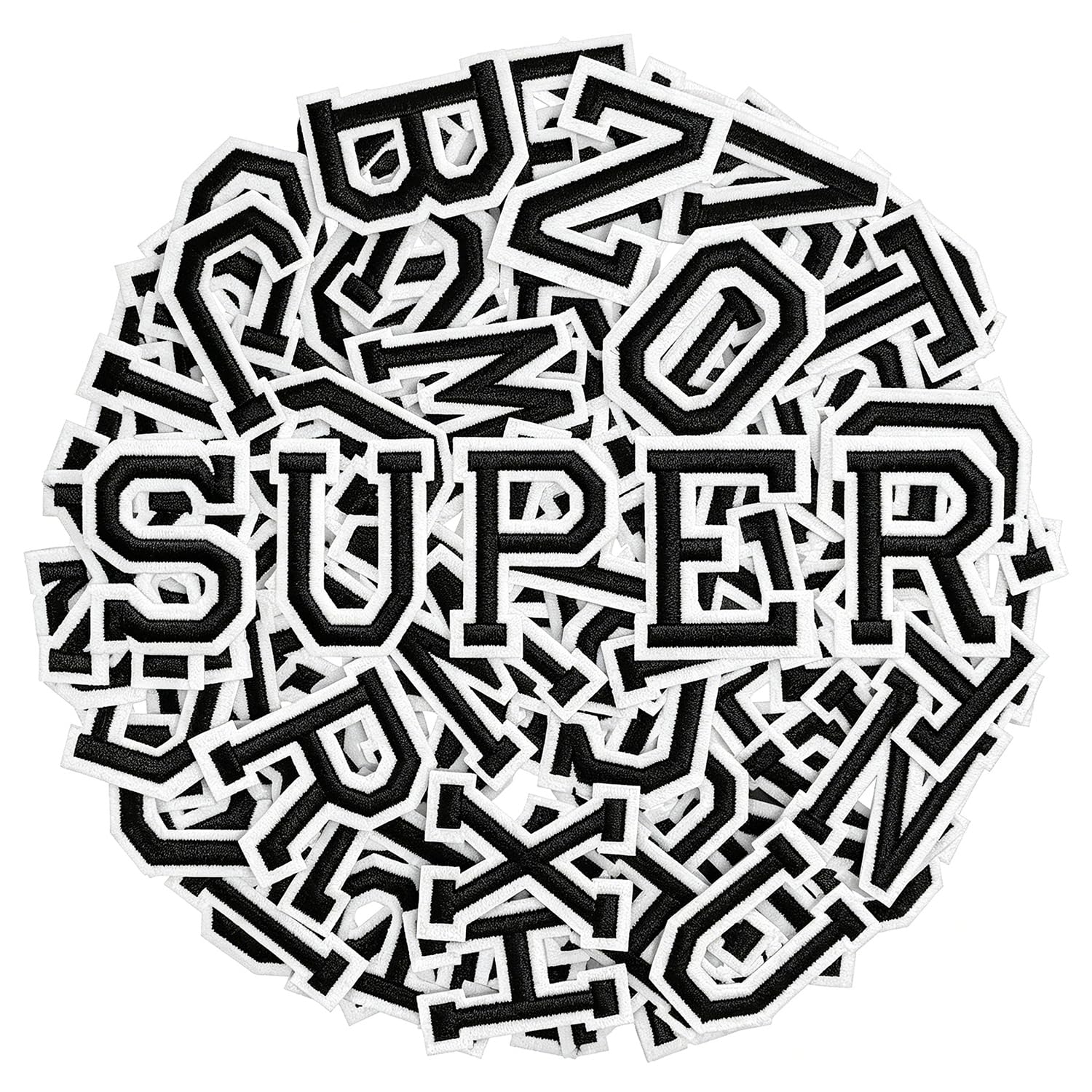 Photo 1 of 2 Inch Iron on Letters Patches for Fabric, Clothing, Hats, Bags, Black