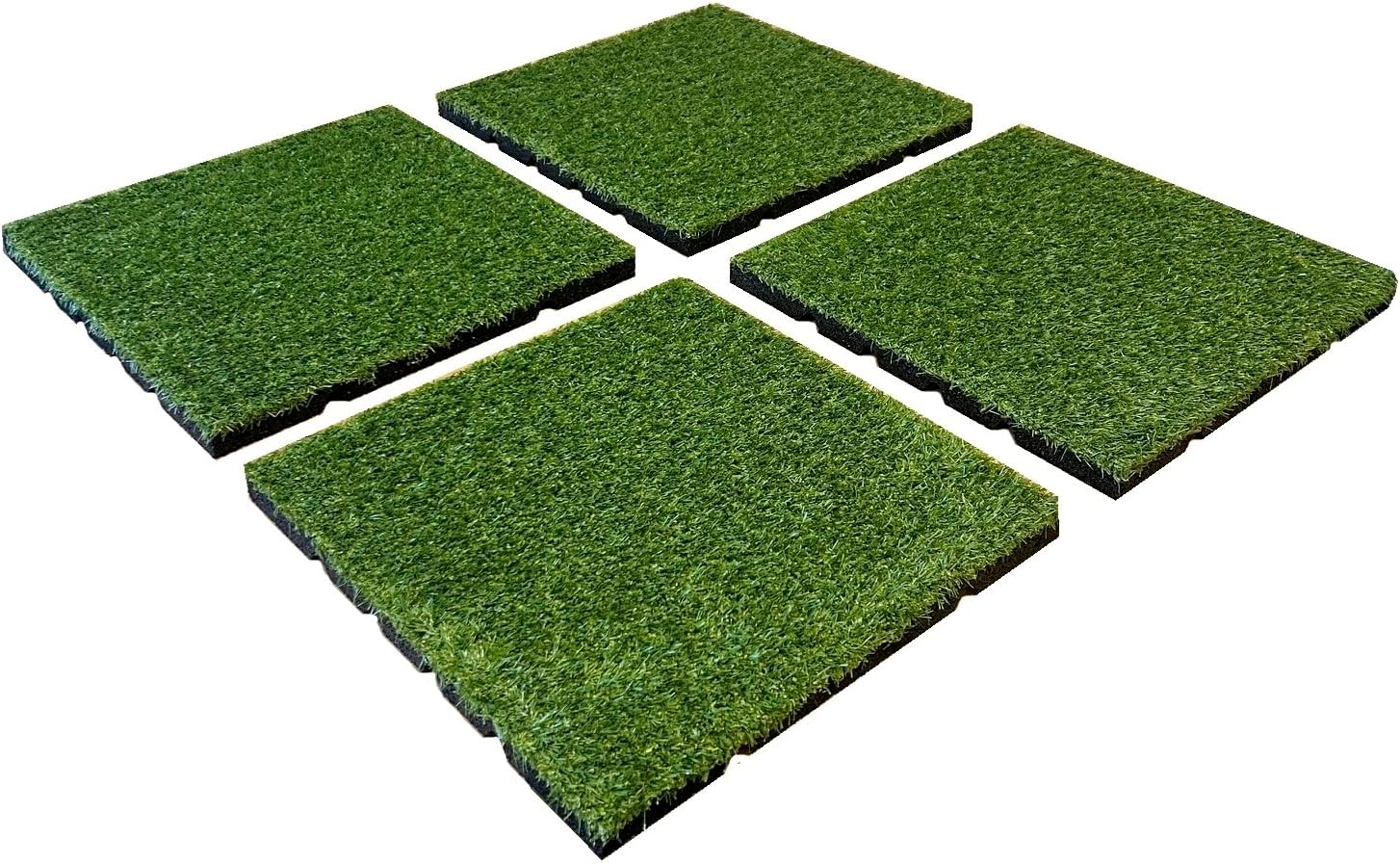Aslon Rubber Artificial Grass Playground Tile 400x400x25mm - Pack of 4