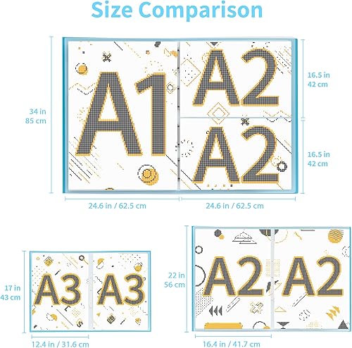 Vista 5 de ARTDOT Libro de almacenamiento A2 para kits de arte de diamantes, carpeta de cartera de arte de diamantes con 30 protectores de bolsillo