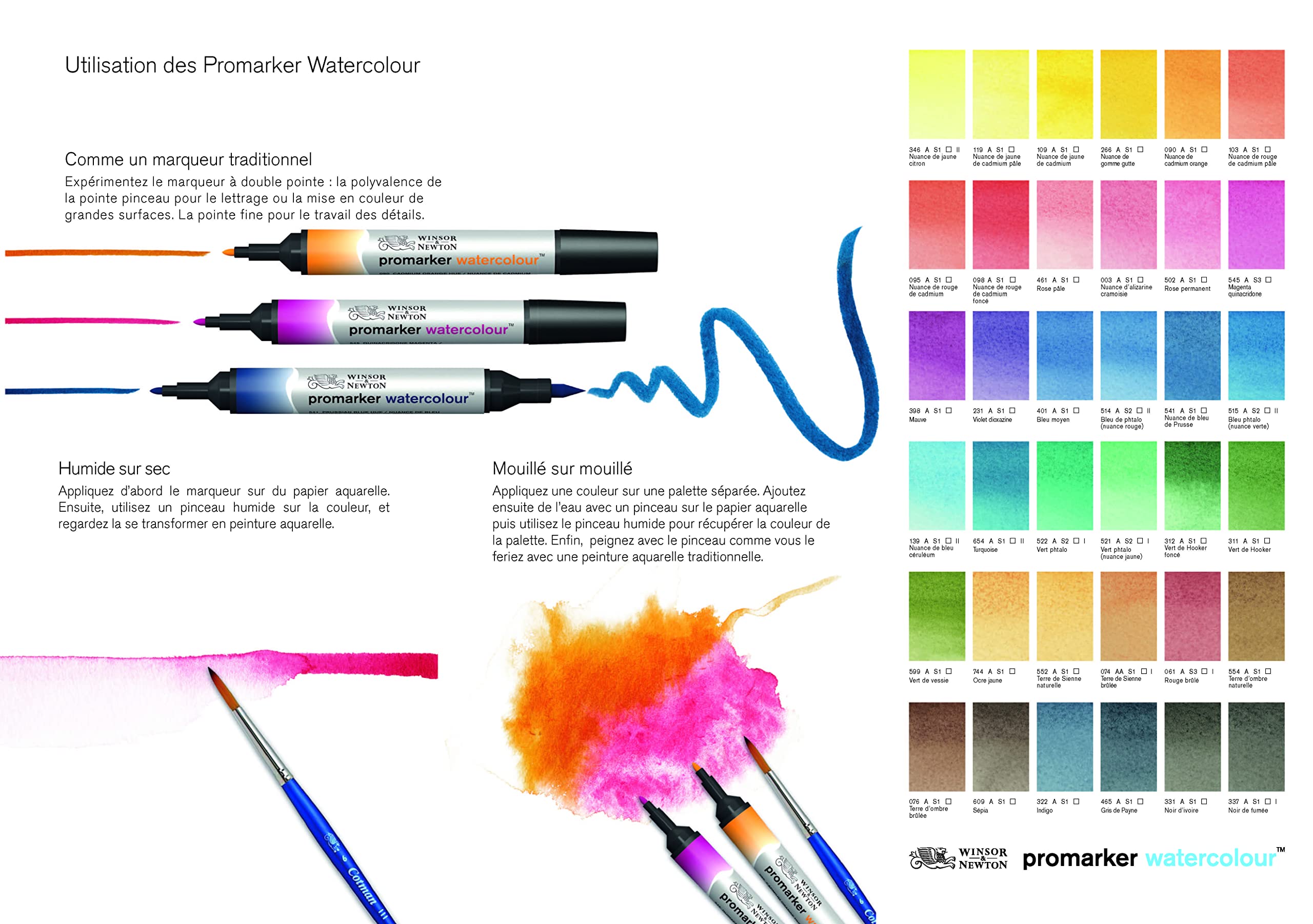 Winsor & Newton ProMarker Watercolour Marker, Basic Collection, 2 Tips
