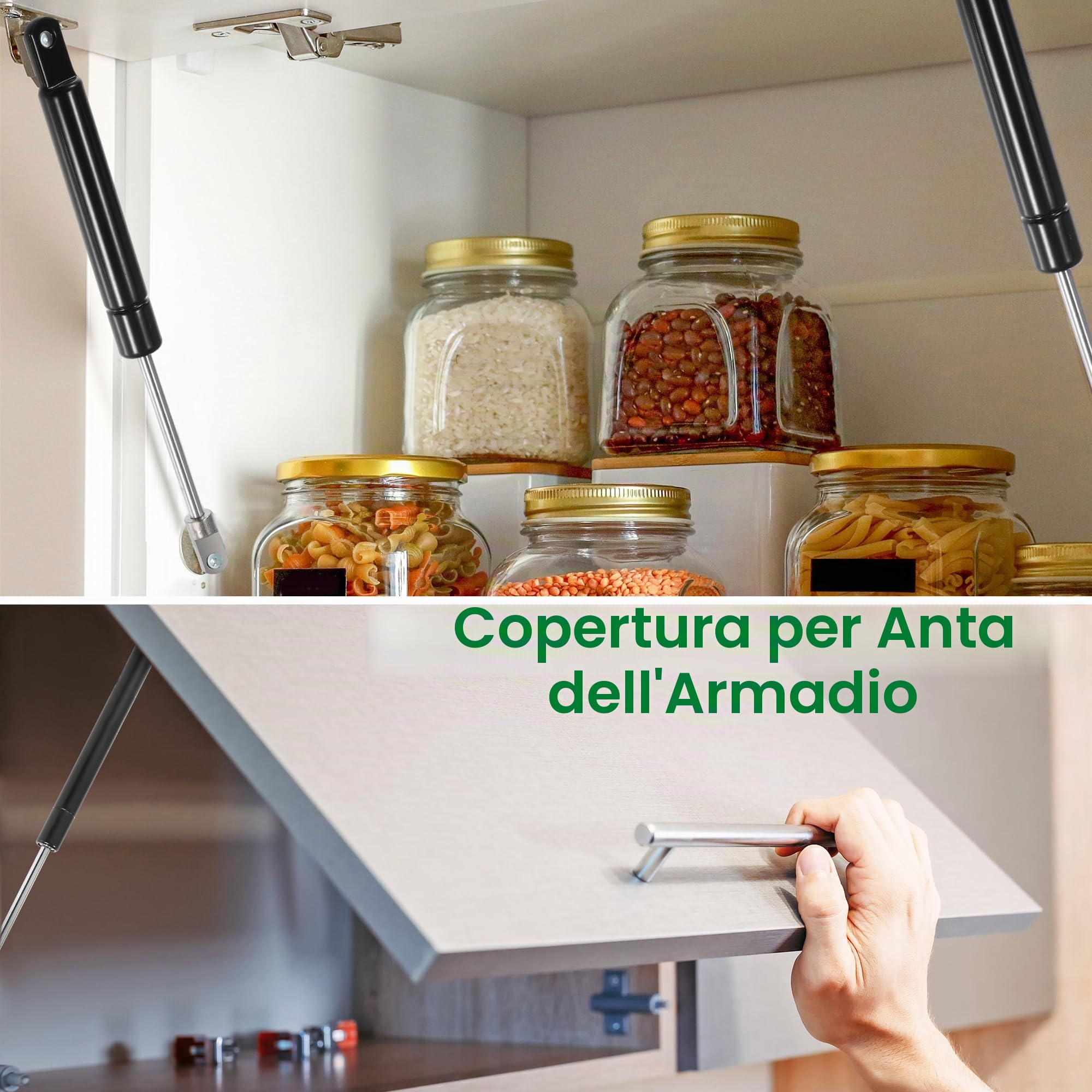 A ABSOPRO Pistoni A Gas 250mm 200N 2 Pz Acciaio Al Carbonio Per Auto | Nero, 250mm/9.84", 160mm/6.30", Per: Coperchio Armadio, Coperchio Scatola, Coperchio Botola, Finestre RV, Moto.