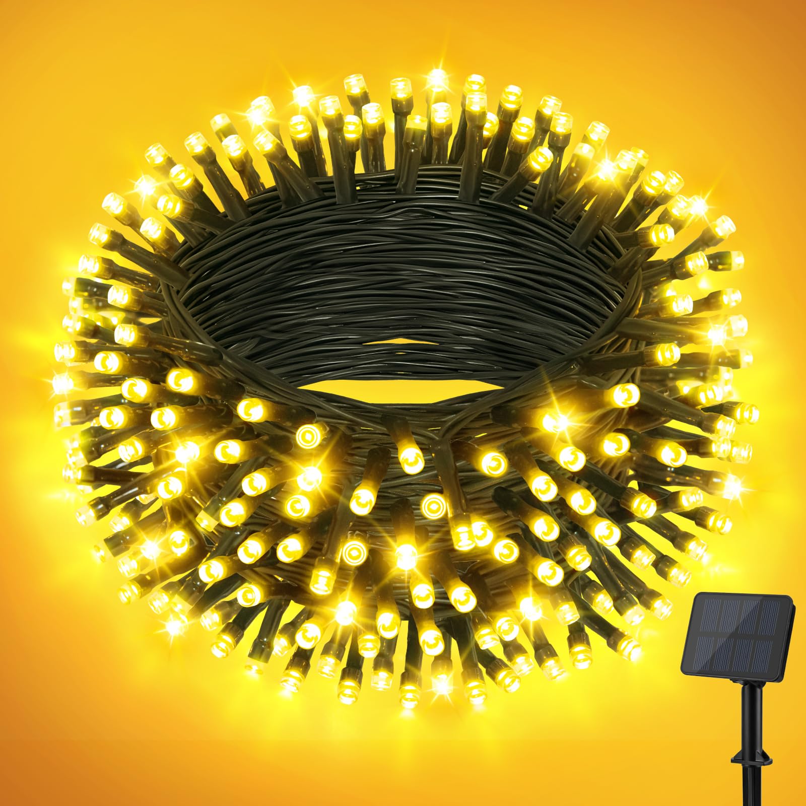 Joolivo Solar Lichterkette Outdoor 12M 120LED Lichterkette Außen Solar mit Timer 8 Modi, Solarlichterkette Außen Wetterfest für Garten Balkon Terrasse Party Deko Warmweiß