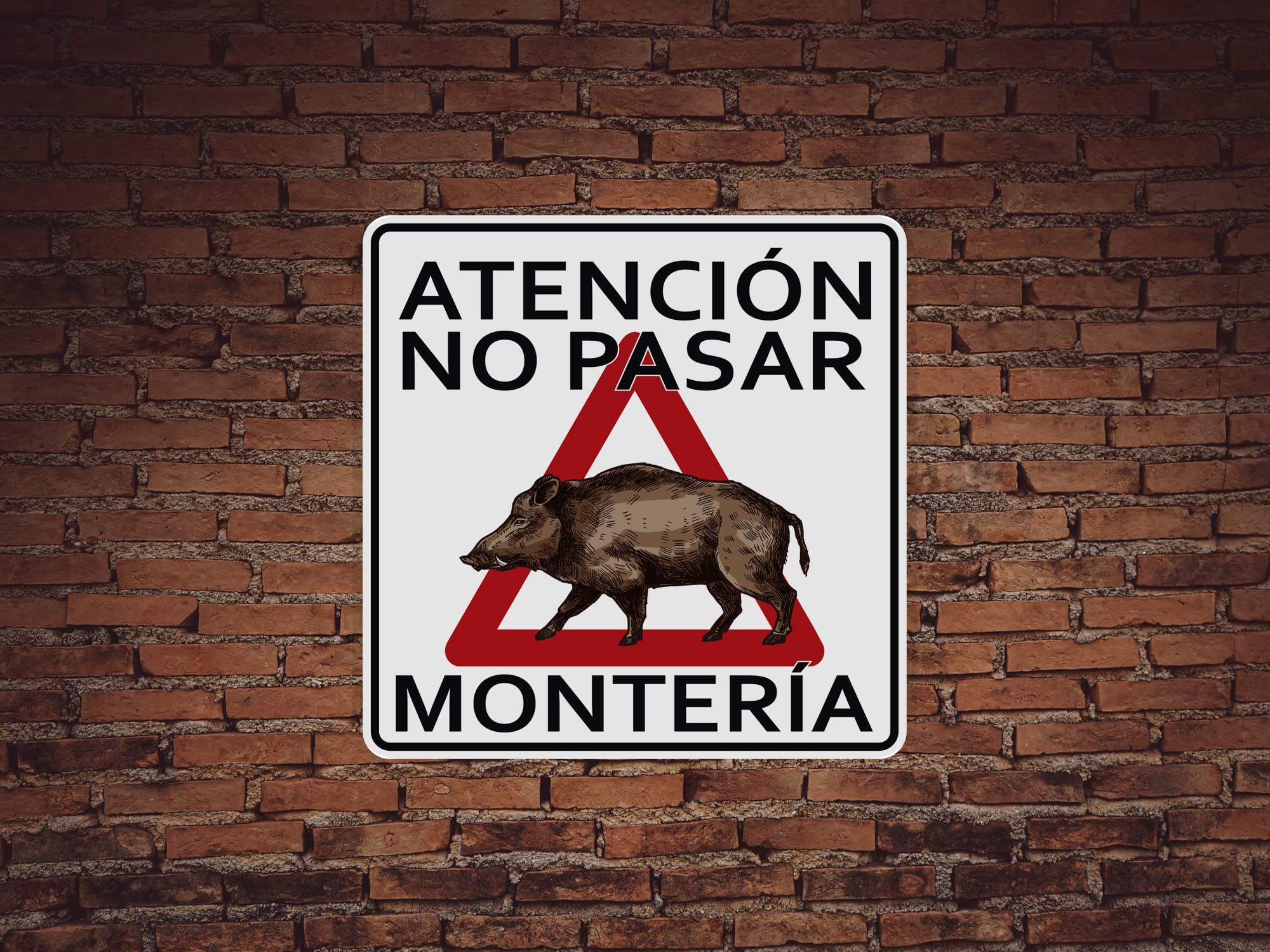 Oedim Pack 10 Señal de Atencion No Pasar Montería | 40x40cm | Finca Privada, Coto Privado, Caza Activa | Señaletica en Material Aluminio Blanco Resistente de 3mm | Duradera y Económica