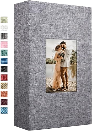 Vienrose - Álbum de fotos de lino con 420 bolsillos de 4 x 6 pulgadas, cubierta de tela, para bodas, familias y el Día de San Valentín