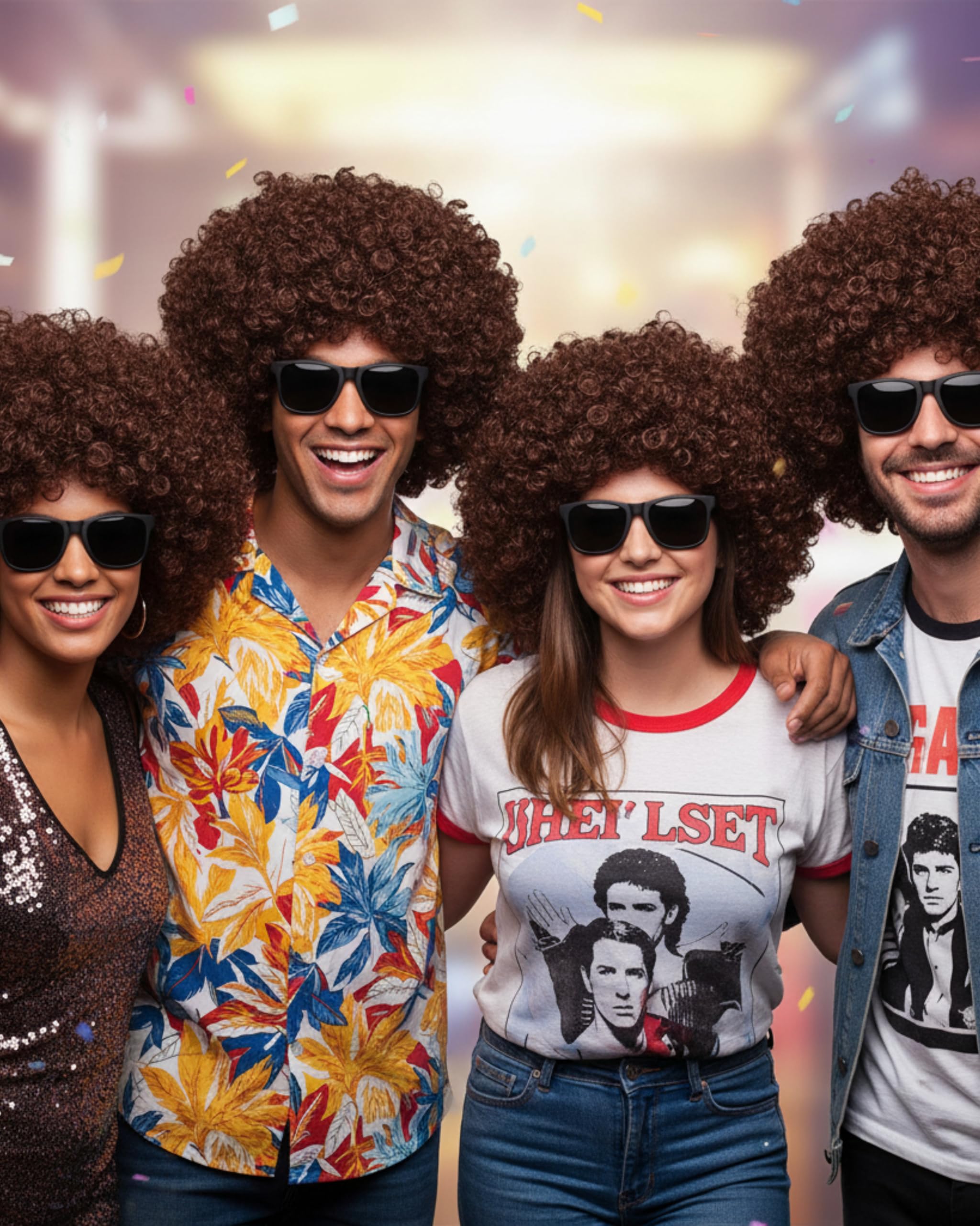 TIPTOP DECORATION Premium Curly Clown Joker Malinga Unisex Funky Hair Wig (Coffee Brown) 1
