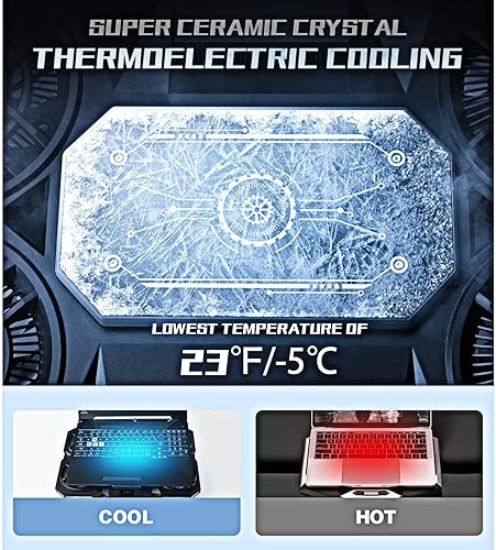 Miniatura 3 de Almohadilla de refrigeración mejorada para laptop con enfriador termoeléctrico y 4 ventiladores, potente enfriador para laptop, control