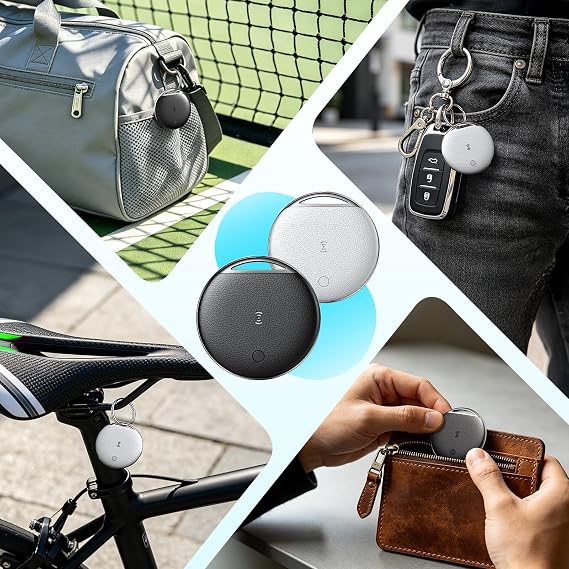 Air Tags for Android, Air Tags-4 Pack Work Compatible with Apple Find My & Google's Find Hub, Smart Tag Item Finders IP68 Waterproof Replaceable Battery for Wallet, Luggage, Backpack, Key (2026 New)