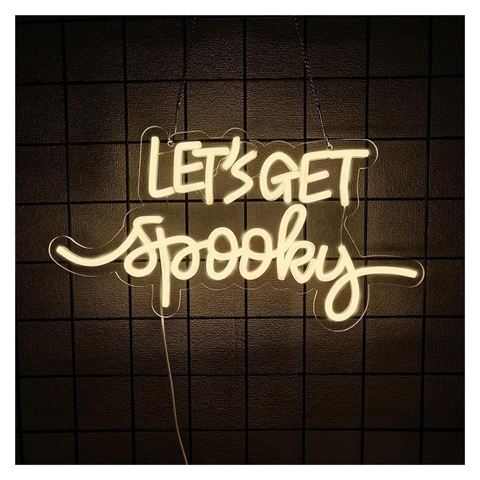 SHOUXI Sign Lamp Let's Get Spooky Neon Sign Light Dimmable USB Powered for Bedroom Bar Man Cave Party Room Wall Decor 41.8cmx21.8cm
