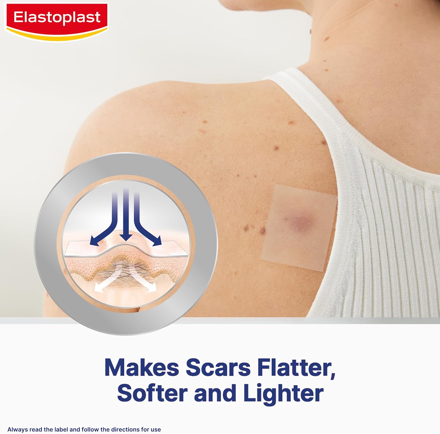 Elastoplast Scar Reducer Plasters (21 Pieces), Quick and Convenient Scar Cover Up Treatment, Scar Sheets to Reduce Visbility of Scars, Scar Plaster Pack for Quick Results