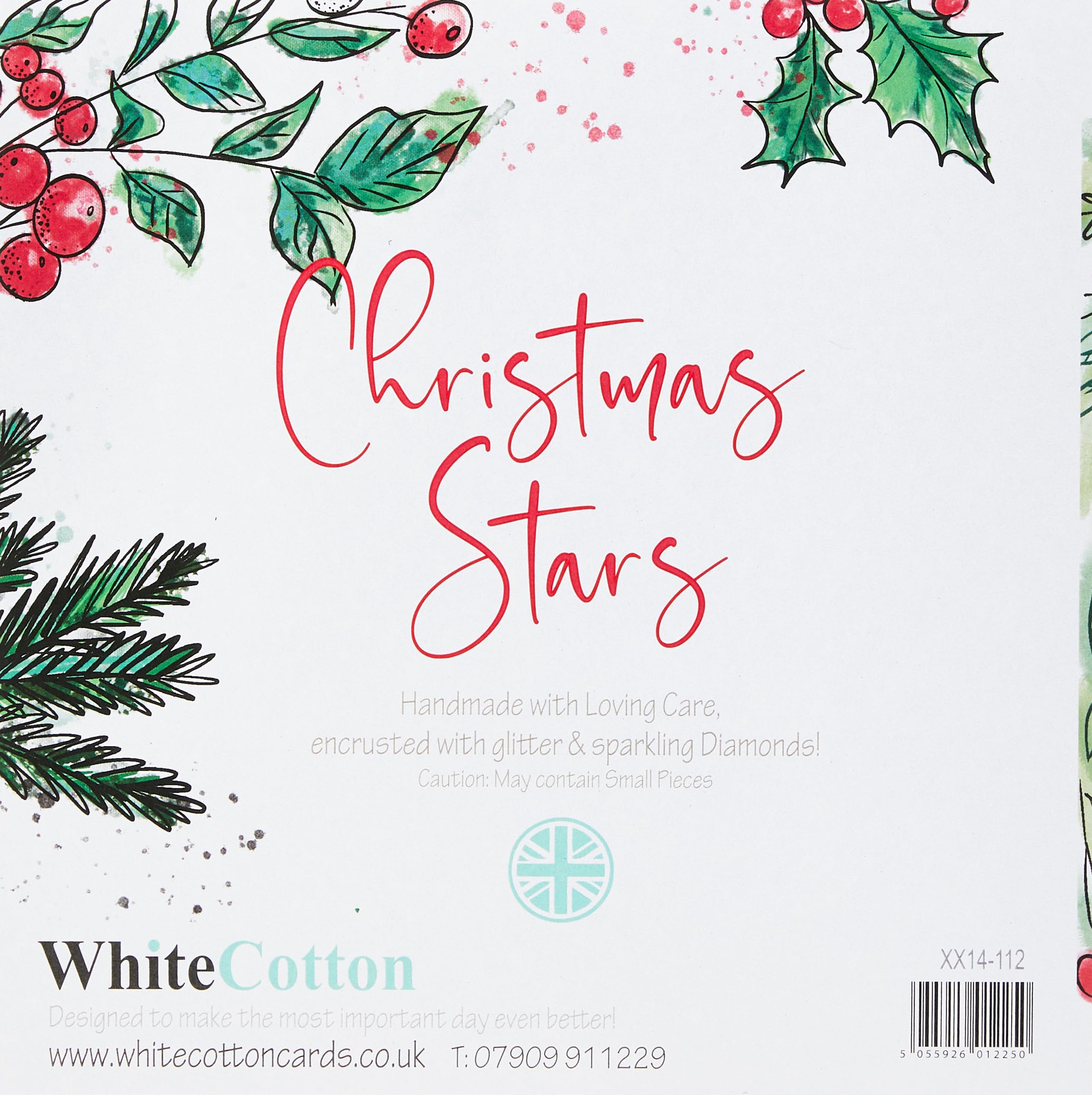 White Cotton Cards Weihnachtskarte – Handgefertigt, Groß (22x22 Cm) Mit Glitzer Für Den Ehemann