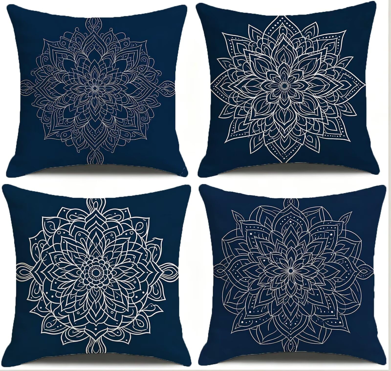 Blu Federe Cuscini Divano 40x40cm, Cuscini da Esterno Set de 4, Cod-357