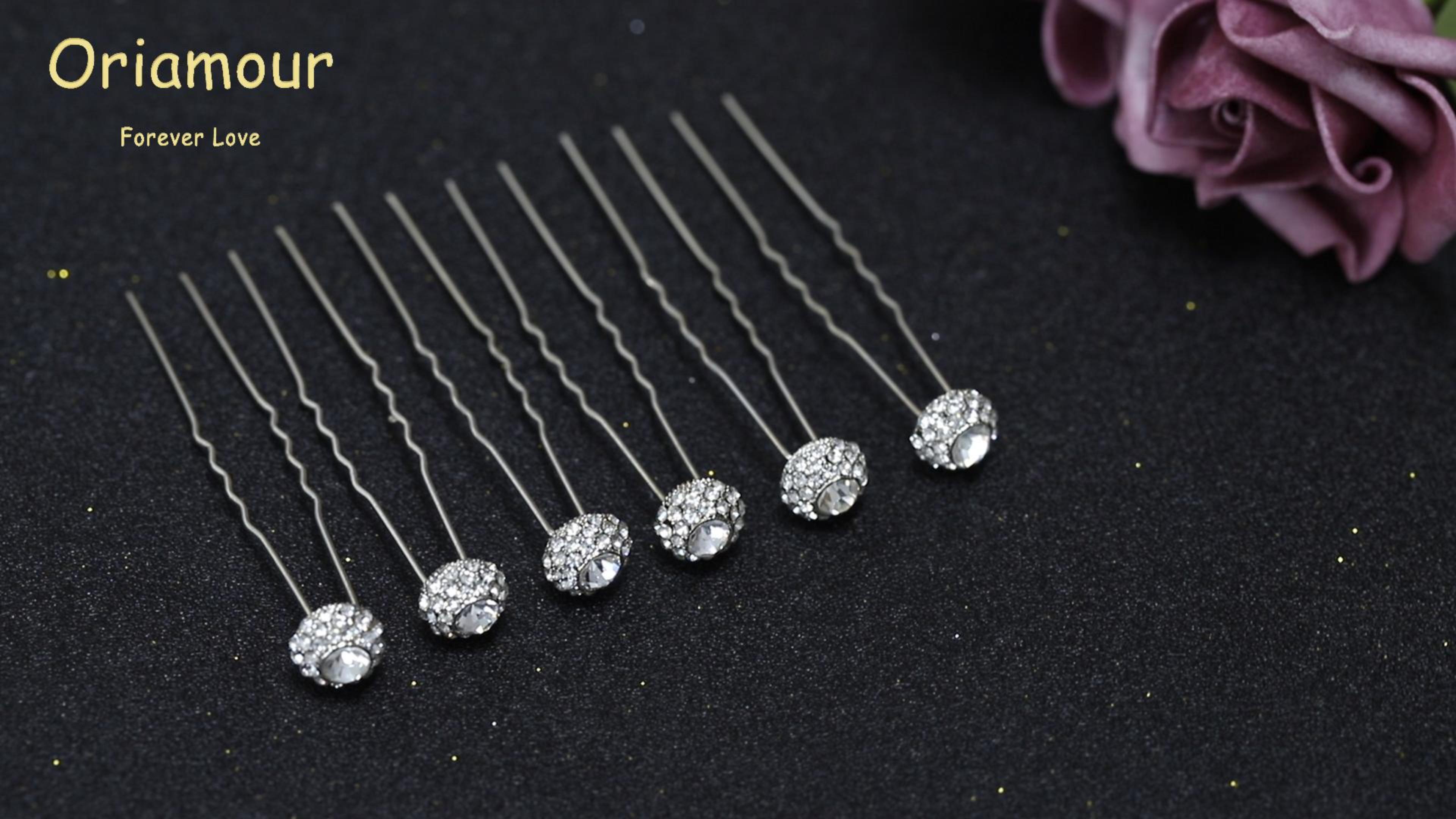 Drishti Haarnadeln Mit Rose & Strass – Set Mit 24 Stück, Elegante Juda-Pins Für Party & Hochzeit