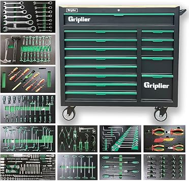 14-Drawers Rolling Tool Chest with Wood Workbench,Brake Casters,Lock & Key,Heavy-Duty Steel Tool Cabinet Storage, for Home,Garbge or Workshop Use 14 Drawer + 348 Pieces Tools