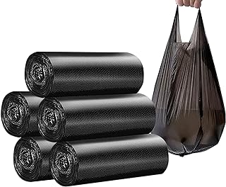 4 GALLON Bathroom Trash Bags, 5 Rolls/100 Counts Small HANDLES Garbage Bags for Office, Bathroom Wastebasket Waste Bin Black Portable Rubbish Bags (Black 100 Counts)