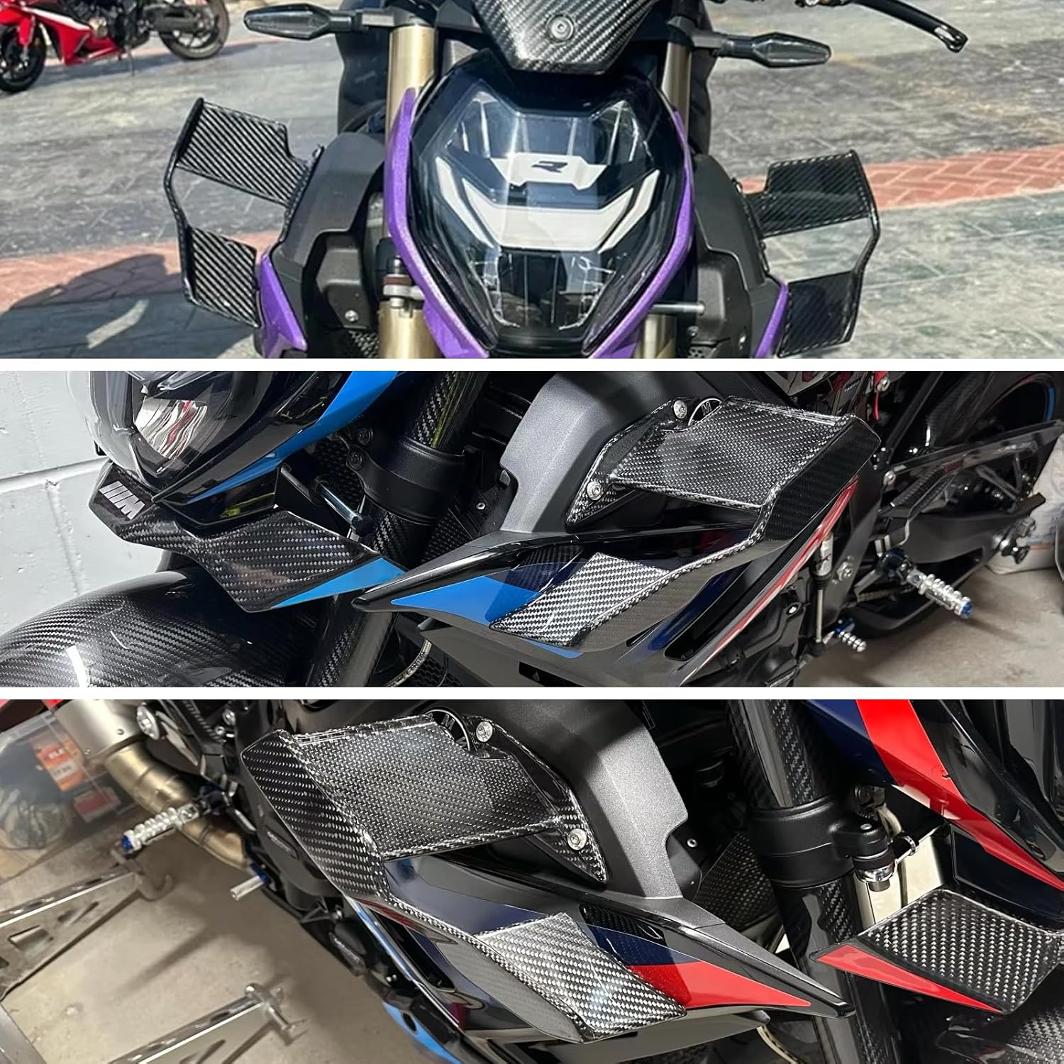 Side Wing Spoiler - for BMW S1000R M1000R 2021-2023, Racing Motorcycle Air Guide Spoiler Aileron - Aerodynamic Wing Fairing Kit (Gloss Black)