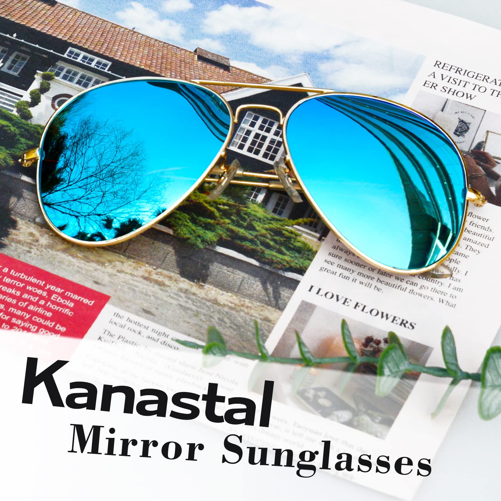 KANASTAL Occhiali da Sole Goccia Uomo Donna Polarizzati con Protezione UV400 Specchio Vintage Montatura Grande Metallo Alla Moda Sunglasses