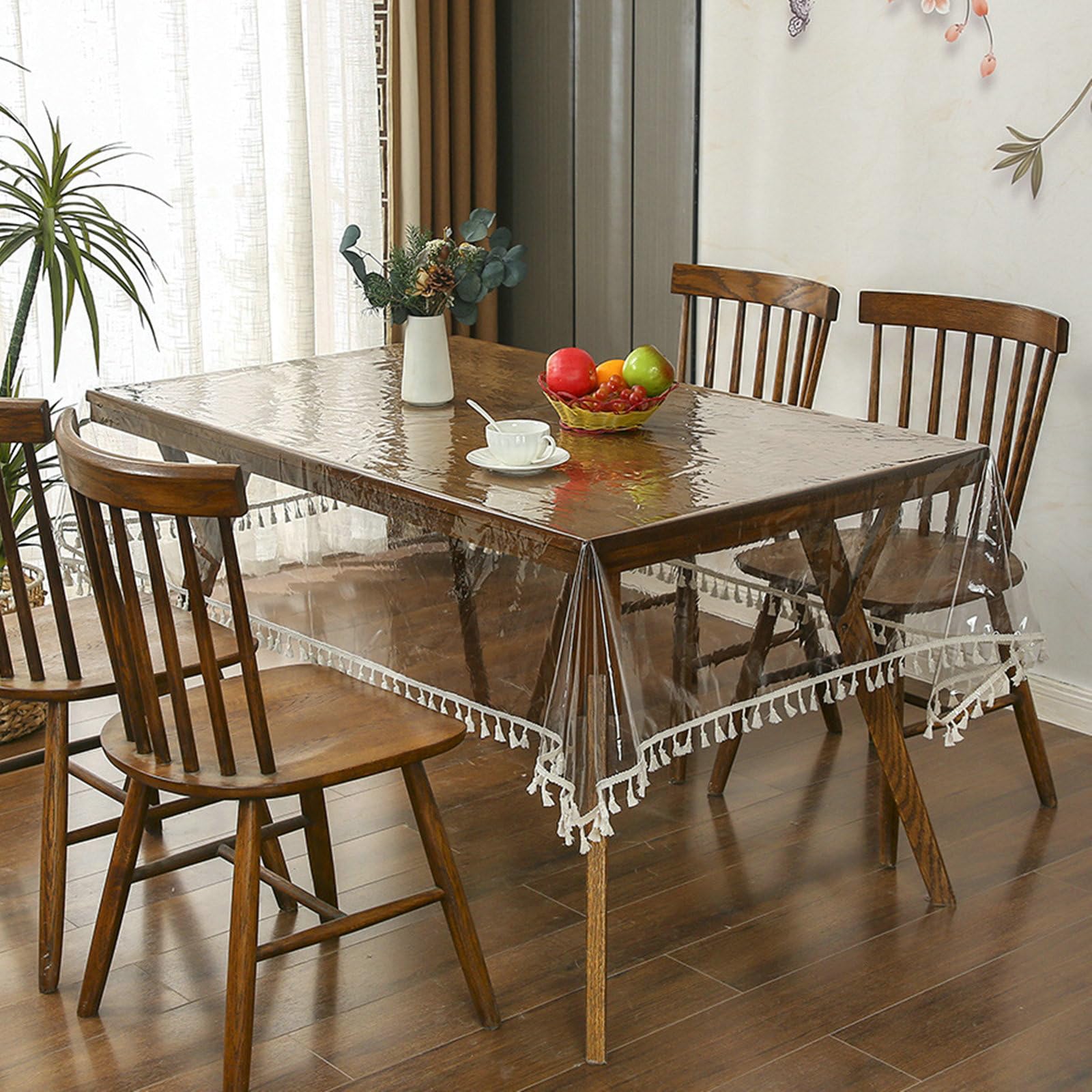 Tovaglia Antimacchia Rettangolare PVC 120x170 cm Beige Bianco