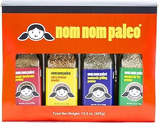 The Spice Lab Nom Nom Paleo Seasoning Gift Set - Gluten Free Umami Seasoning - Mushroom Powder for Cooking - Kosher Paleo Friendly Asian Seasoning - 2226