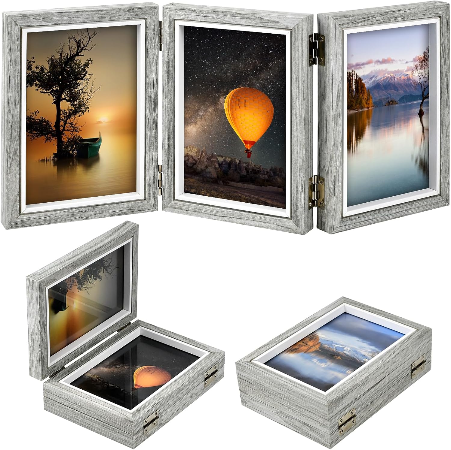 HOMEPIC 4x6 Triple Picture Frames Hinged 3 Photos Frame