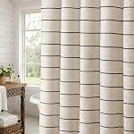 Rideaux de douche rayés en lin noir, rideaux de douche Beige Boho pour salle de bains, 72 x 72