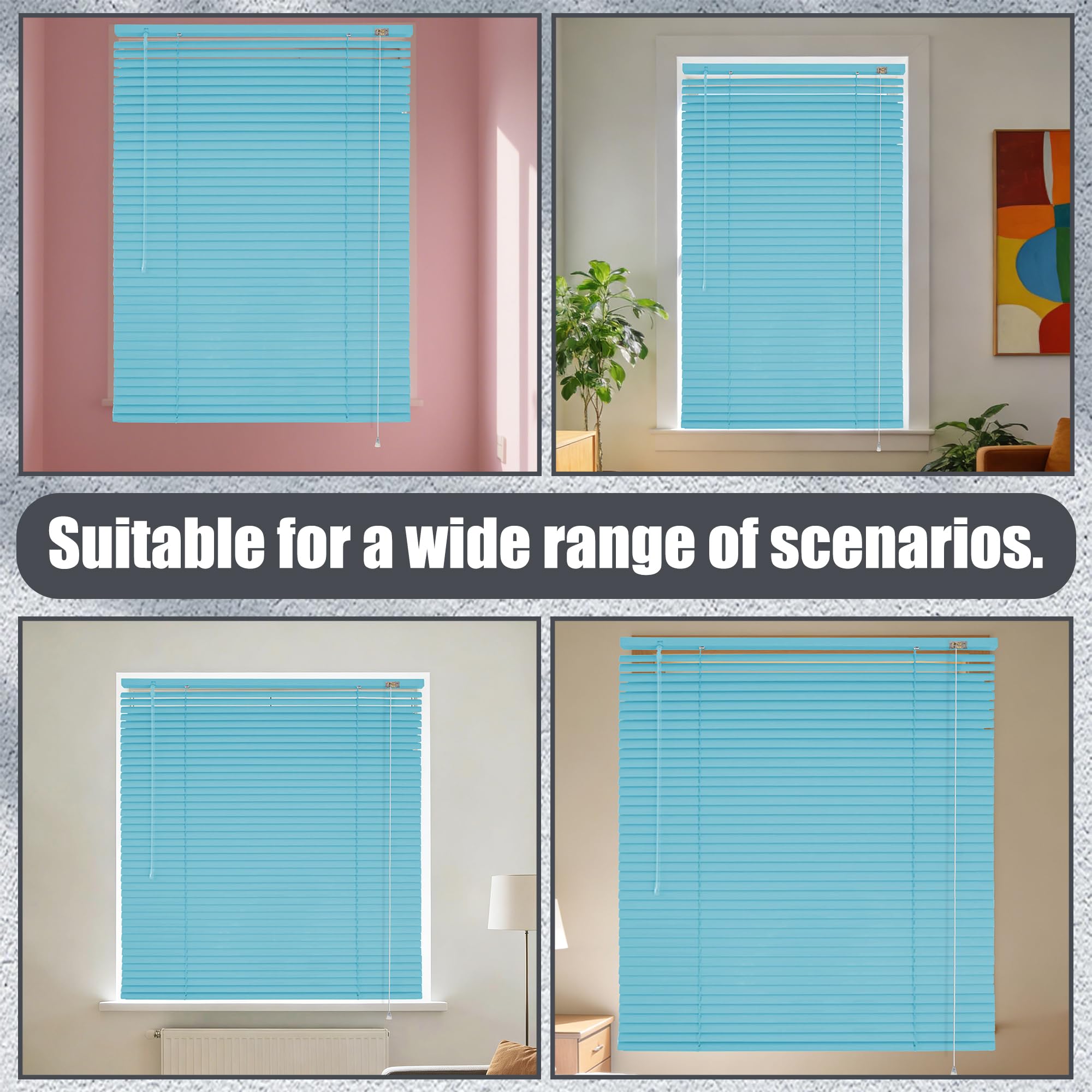 Persiana de Aluminio 90 x 90 cm Privacidad Interior Persiana Veneciana Blackout Todas Las Piezas de Montaje Incluidas para Baño Cocina Salón Dormitorio Oficina y Puerta, Azul