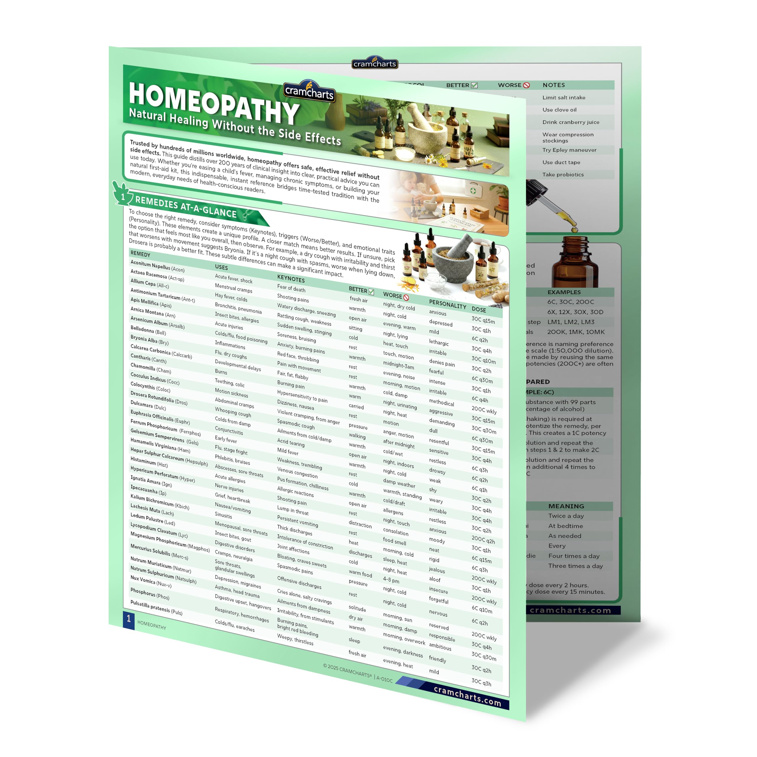 Homeopathy Guide, Natural Remedies Potency Scale & Healing Reference Chart