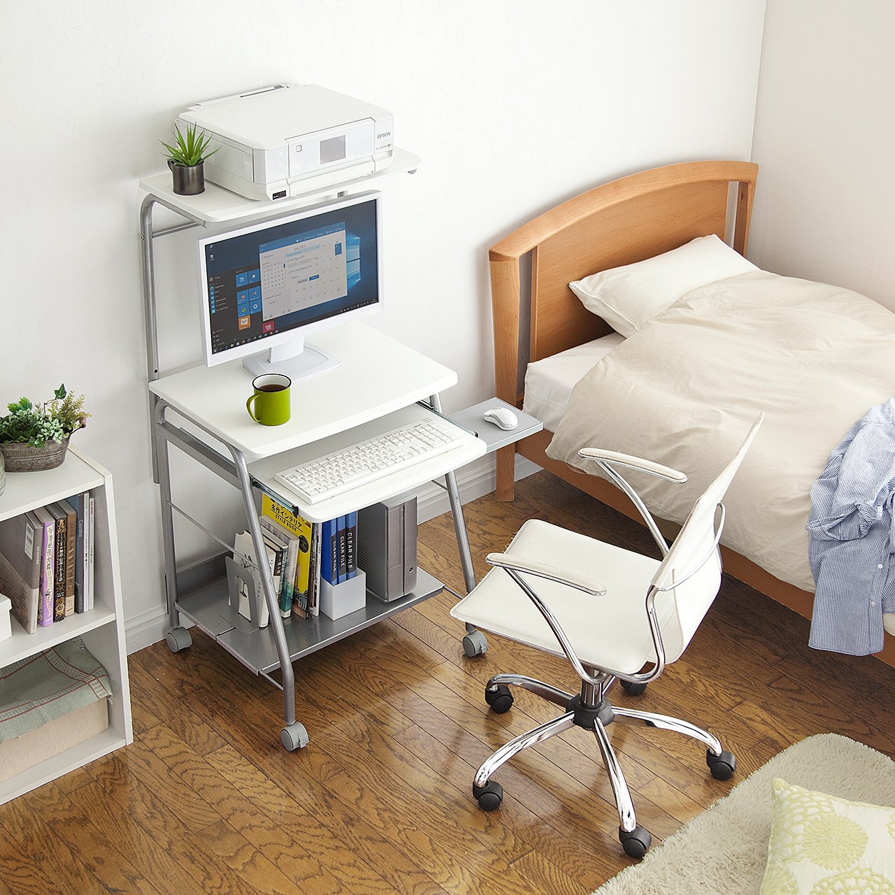 Amazon | サンワダイレクト パソコンデスク 60cm幅 省スペース