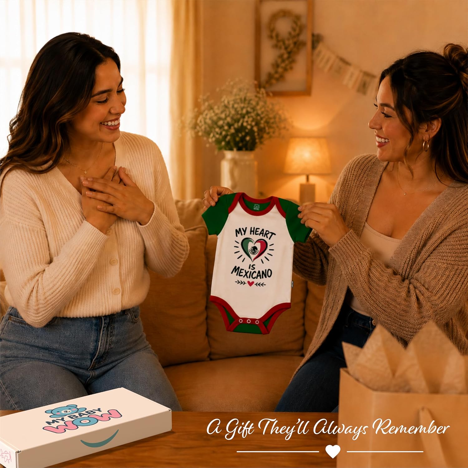 My Heart Is Mexicano Baby Bodysuit, Organic Cotton Onesie for Newborn Boys & Girls, Short Sleeve Baby Outfit