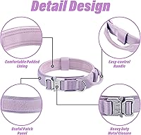 Vista 2 de Juego de collar táctico y correa elástica para perro, collar ajustable de nailon para entrenamiento militar con mango de control y hebilla de metal