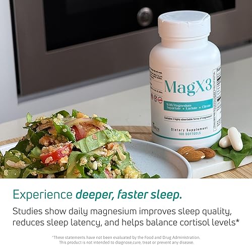 Miniatura 2 de Nutra Mag X3 Complejo Triple Magnesio 400 mg - Alivio del estrés súper tranquilo y reductor de cortisol, citrato de magnesio, aspartato y lactato