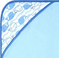Vista 4 de Buttons & Stitches Paquete de 3 toallas de bebé con capucha de ballena azul, 26 x 30 pulgadas