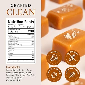 Bequet Celtic Sea Salt Caramels - Individually Wrapped Candy - 8oz Gift Bag