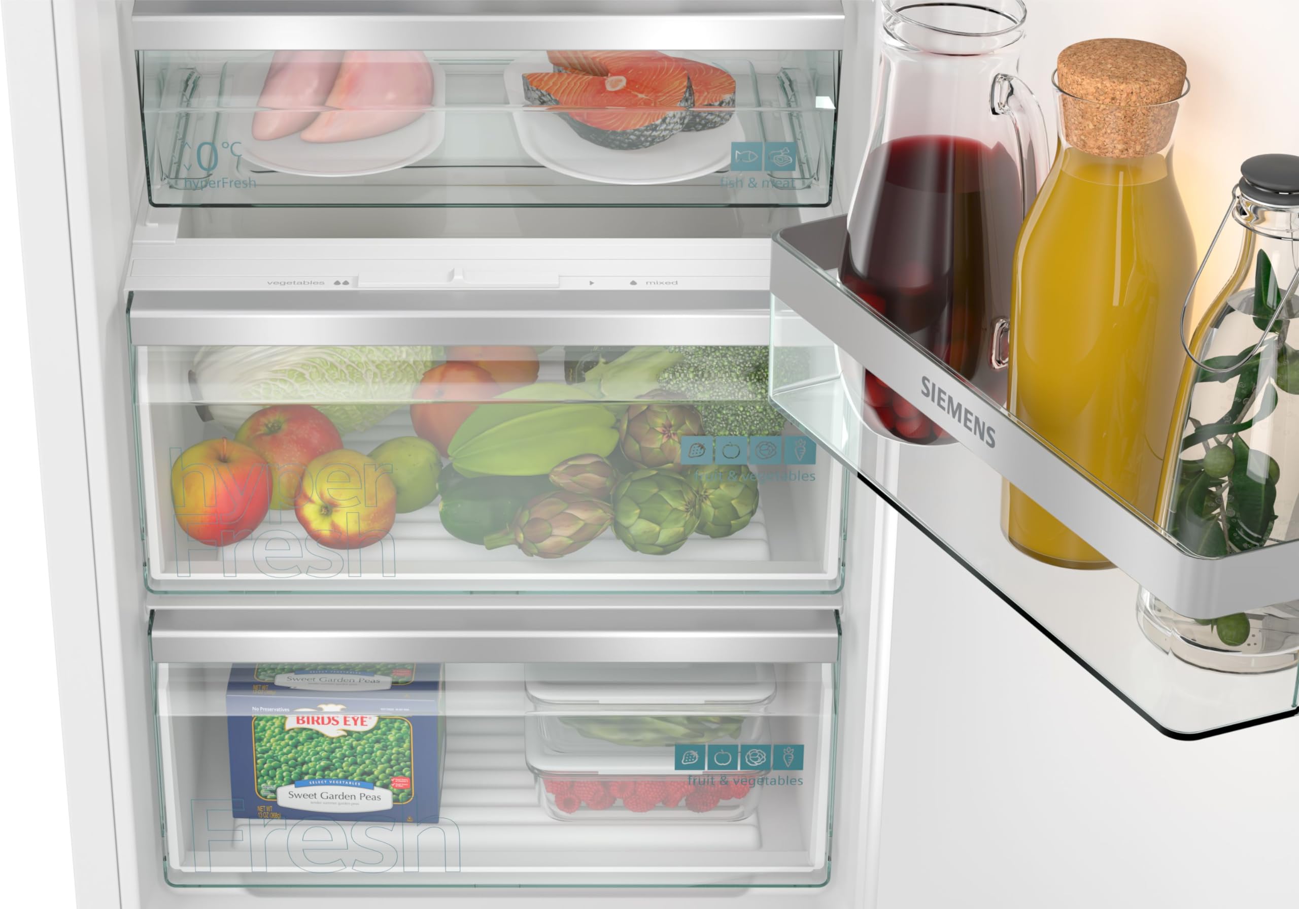 Siemens iQ500 Einbau-Kühlschrank 177,5 x 56 cm Nische, KI81RADC0, 310 L Kühlen, Made in Germany, hyperFresh 0°C Schublade, superKühlen, LED-Beleuchtung, varioShelf, SoftClosing-Türsystem