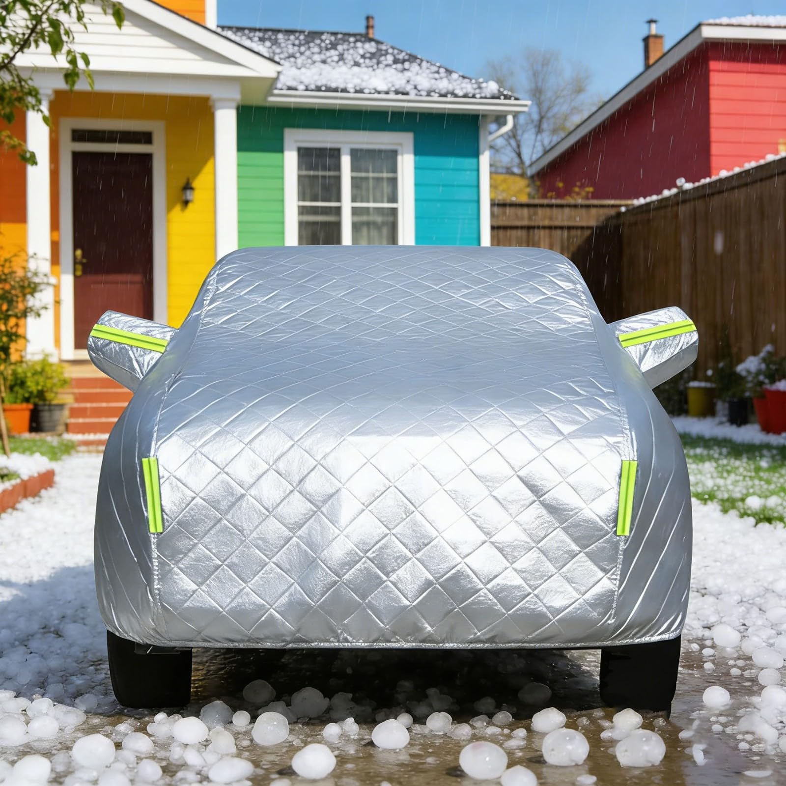 Hagelschutzplane Autoabdeckung für Ford Mustang(2024-2026),Abdeckplane Auto Winter Komplettabdeckung Mit Hagelschutz,Wetterfest,Mit Reflektorstreifen