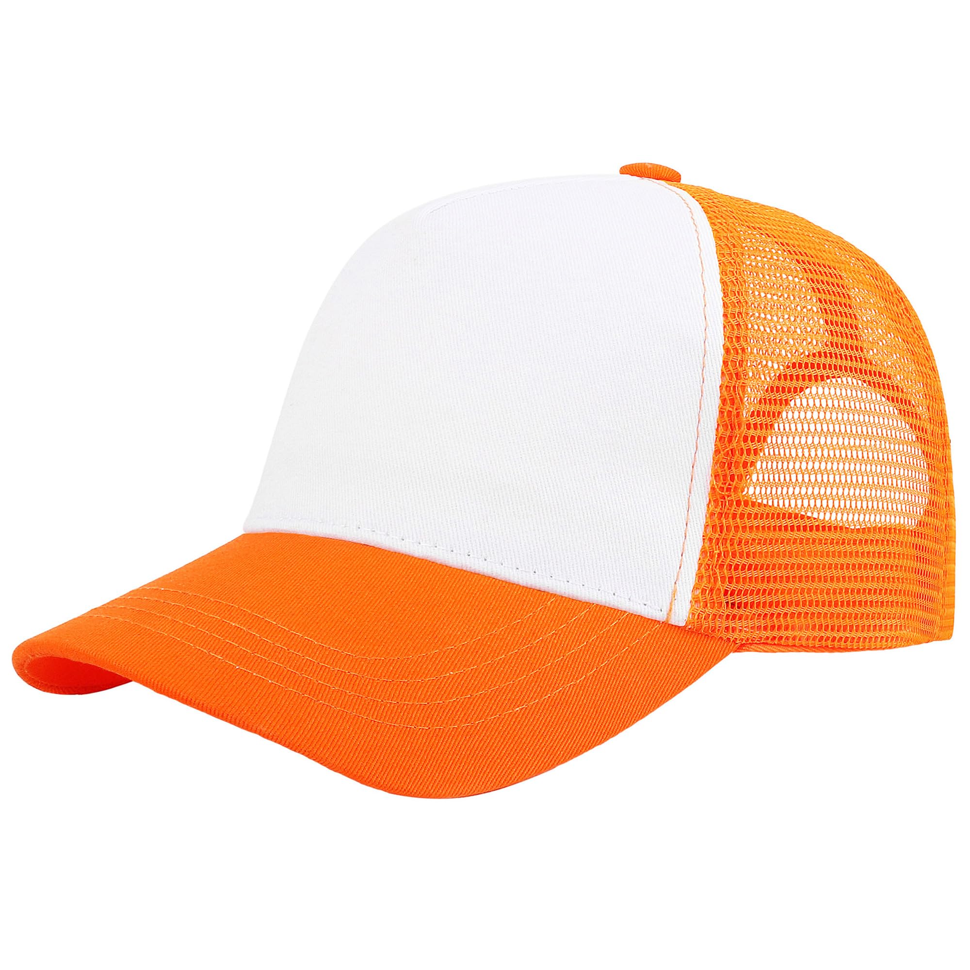 Falari 5-Panel Mesh Baseball Cap, Trucker Hat, Structured Plain Design, Cotton, Adjustable Size