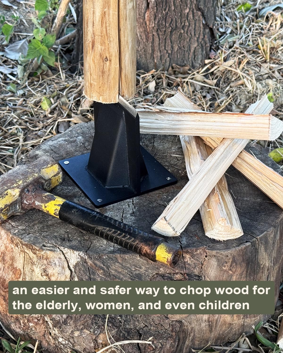 Divisor de leña para leña, cortador de madera de acero resistente sin hacha, herramienta manual de cuña segura con guantes resistentes a cortes