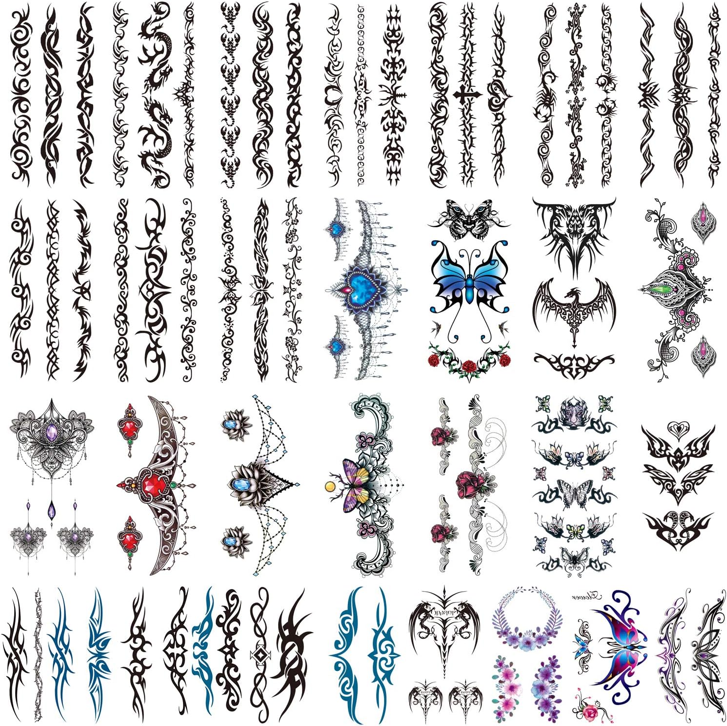30 Sheets Waist Sexy Body Temporary Tattoo Sticker For Women Lady