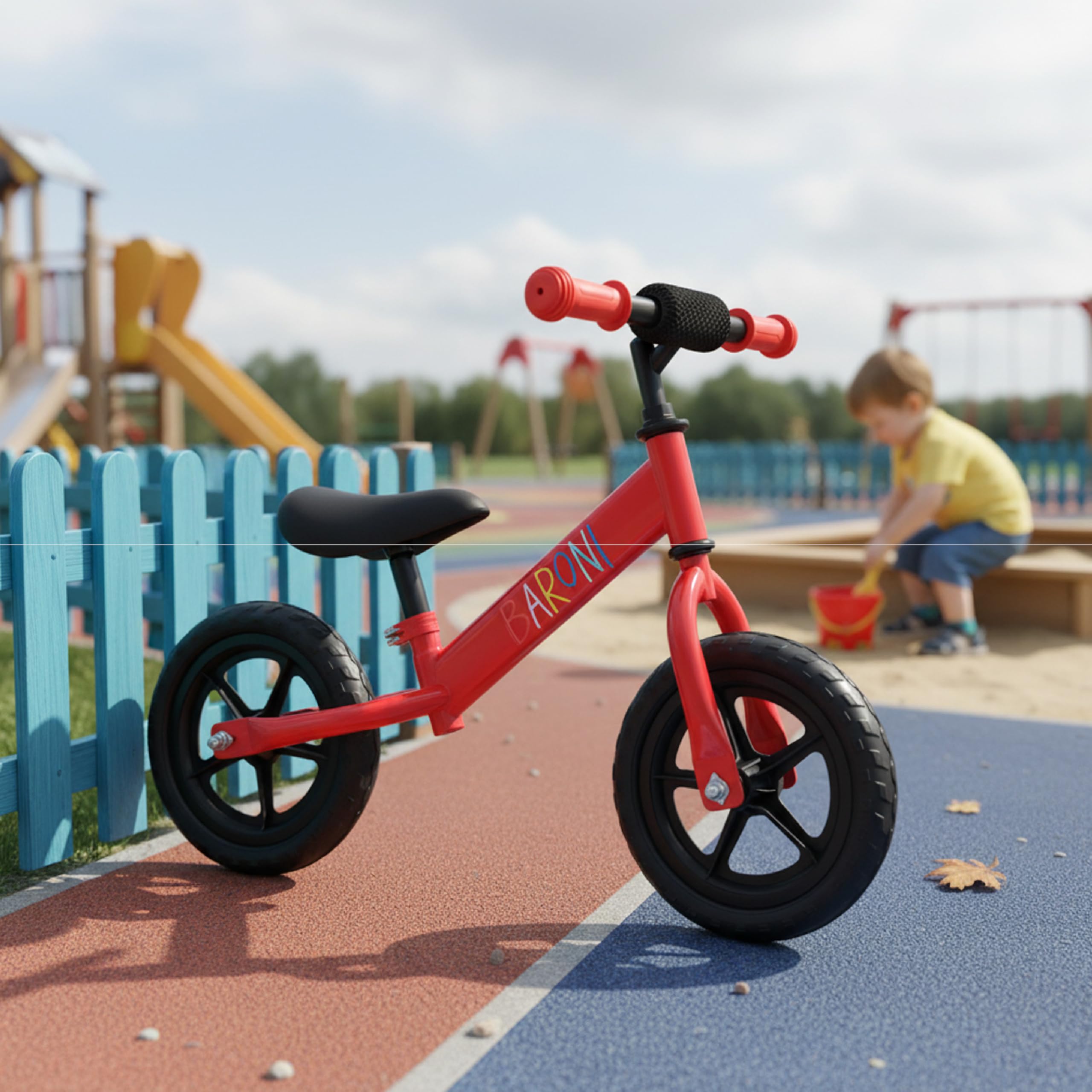 Baroni Toys Bicicleta sin pedales para niños a partir de 3 años, bicicleta equilibrada con manillar y sillín ajustables, ruedas perforadas antideslizantes, capacidad de carga 45 kg, ideal para